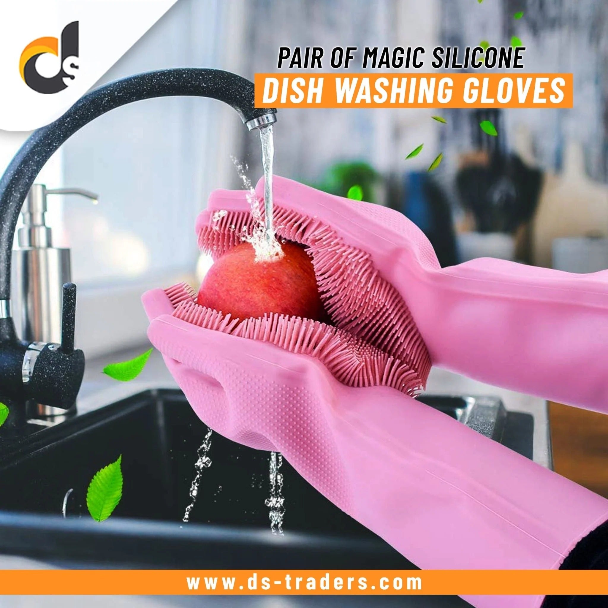 Magic Dish washing Gloves with scrubber, Silicone Cleaning Reusable Scrub Gloves